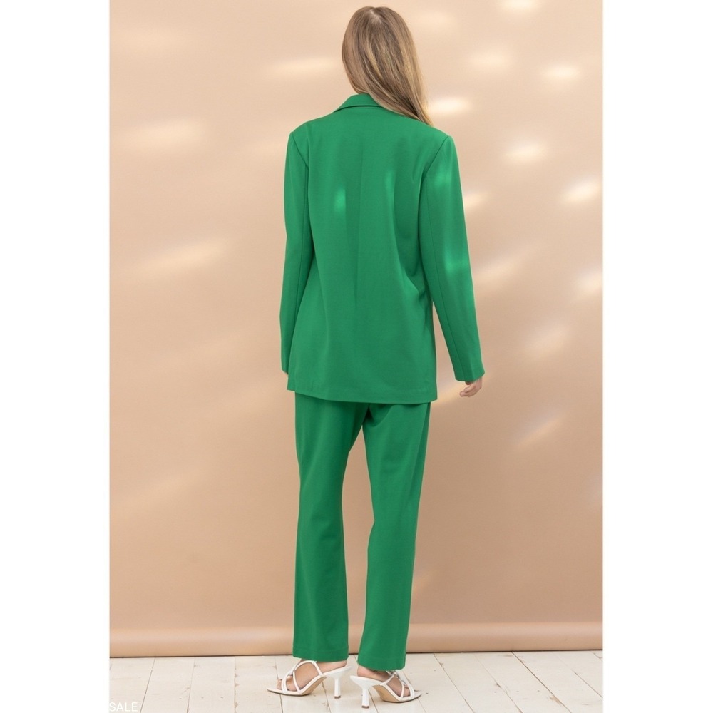 Blue B Large NWT Kelly Green Two Piece Pant Suit Blazer Trousers Professional - Picture 3 of 3